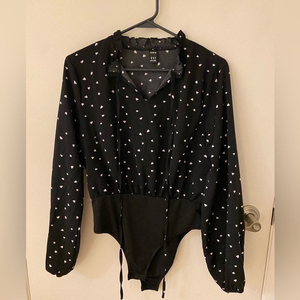SHEIN Black and White Patterned Bodysuit